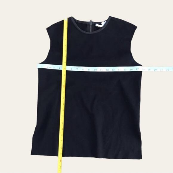 Helmut Lang black sleeveless top with raw edges, leather trim - Picture 7 of 8